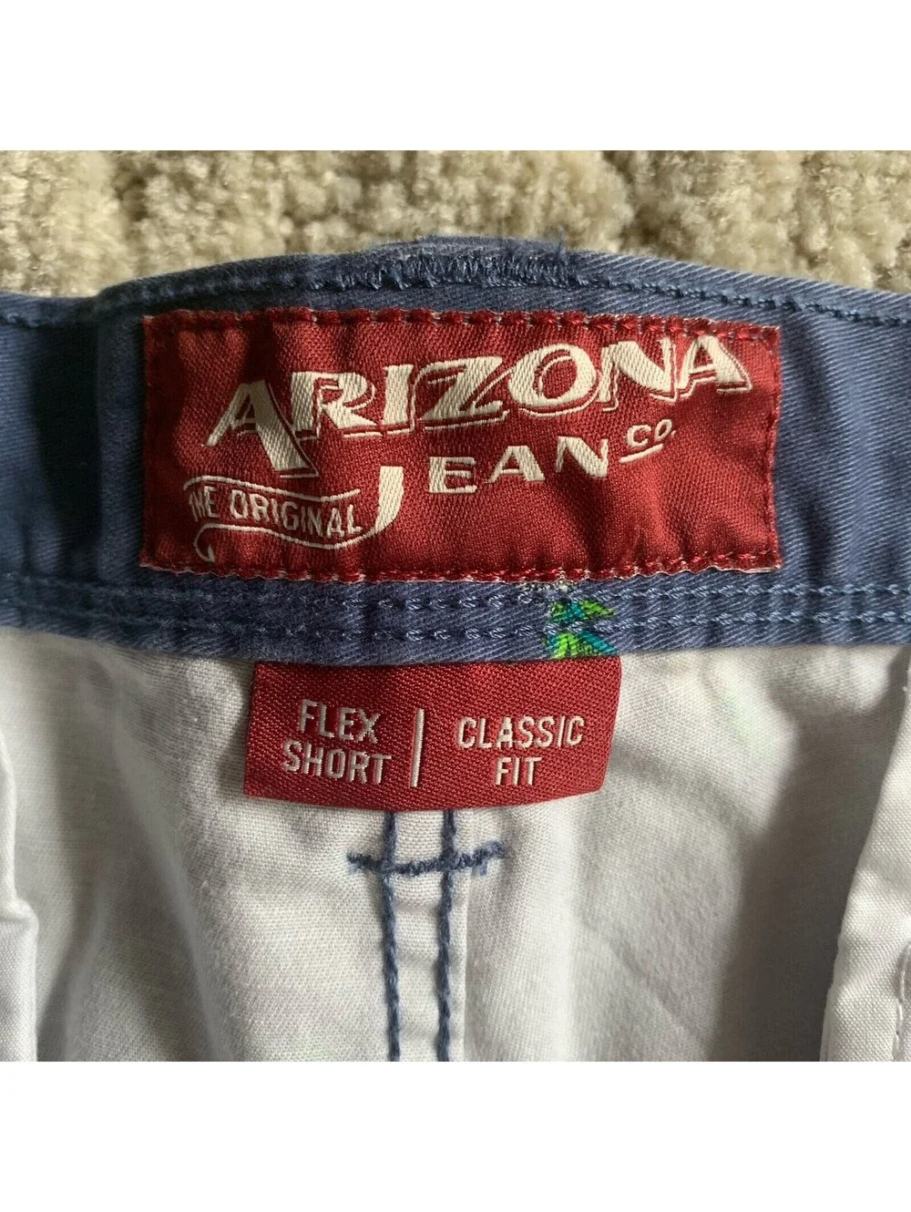 AriZona Chino Shorts Mens 40 Flex Classic Fit Pineapple Blue Cotton New